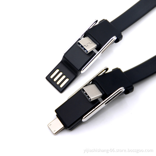 Newest Products Fast Electrica Wire Type C 3 4 in 1 OTG Keychain Magnetic Charging Data Charger USB Cable For IPhone